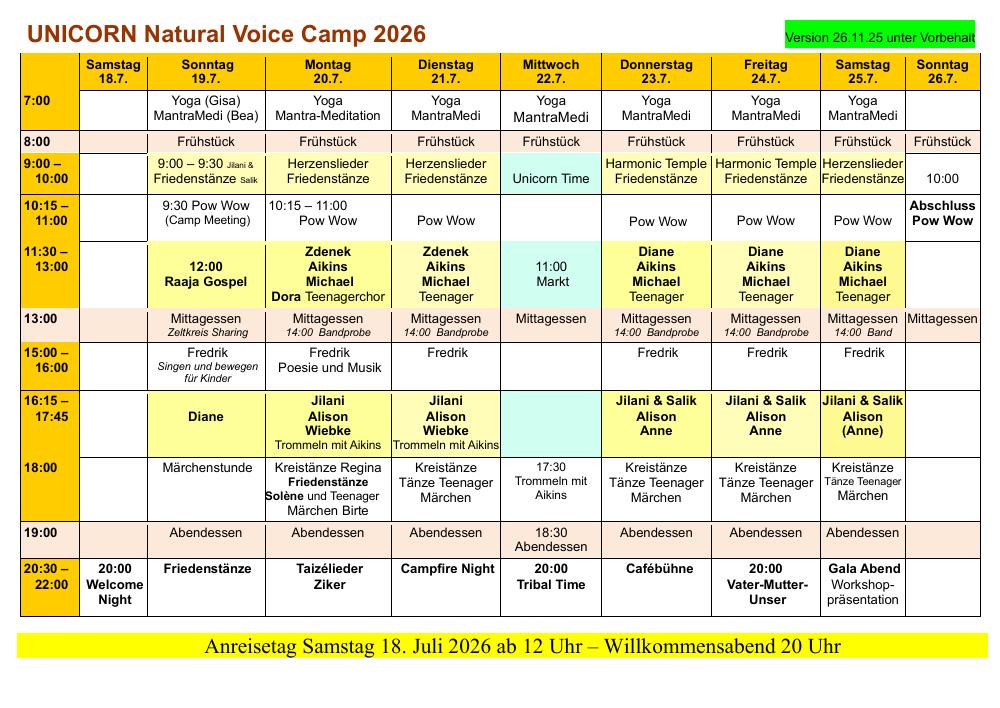 Camp Programm 2026